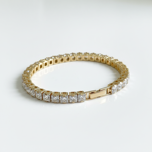 Princess-Cut Tennis Bracelet - Angled View