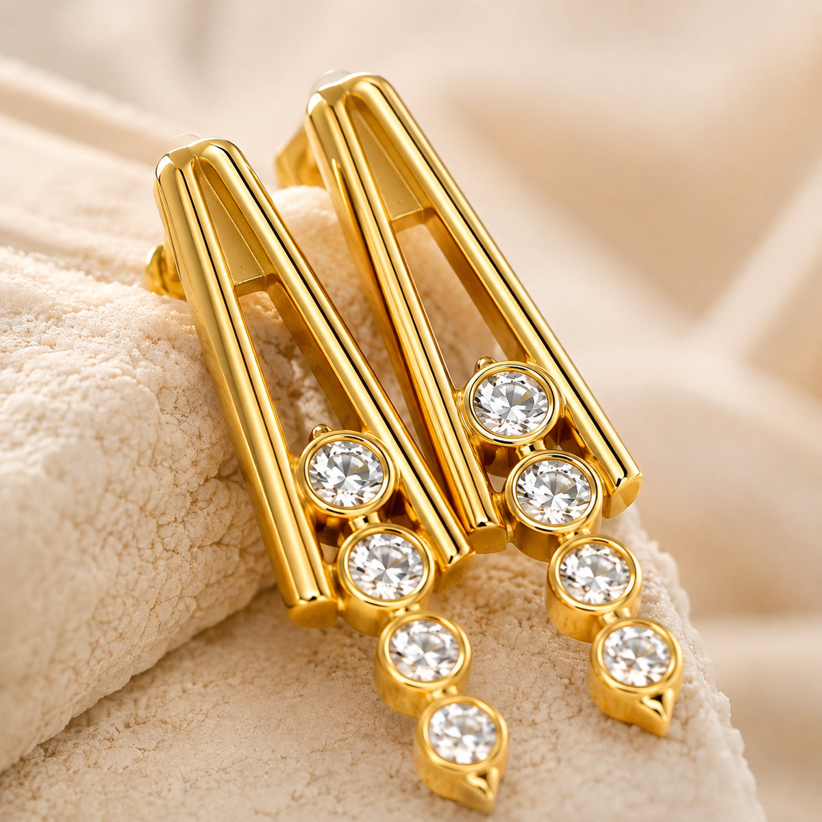 316L stainless steel PVD gold drop earrings