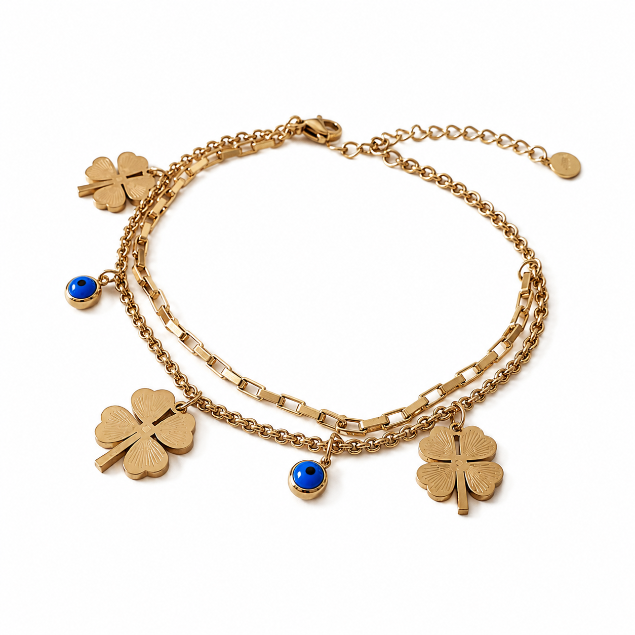 Clover & Evil Eye Charm Bracelet
