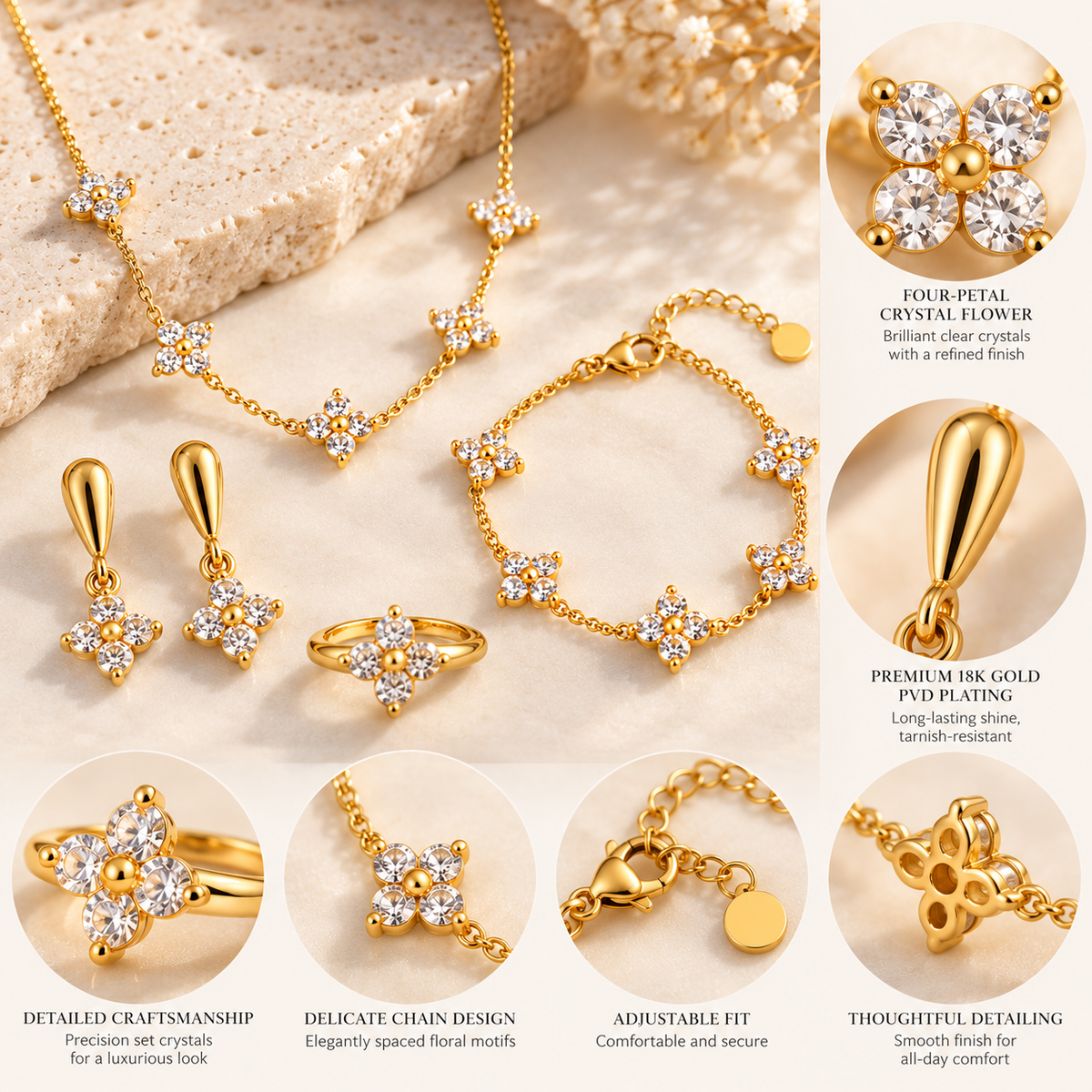 Floral Jewellery Set Closeup