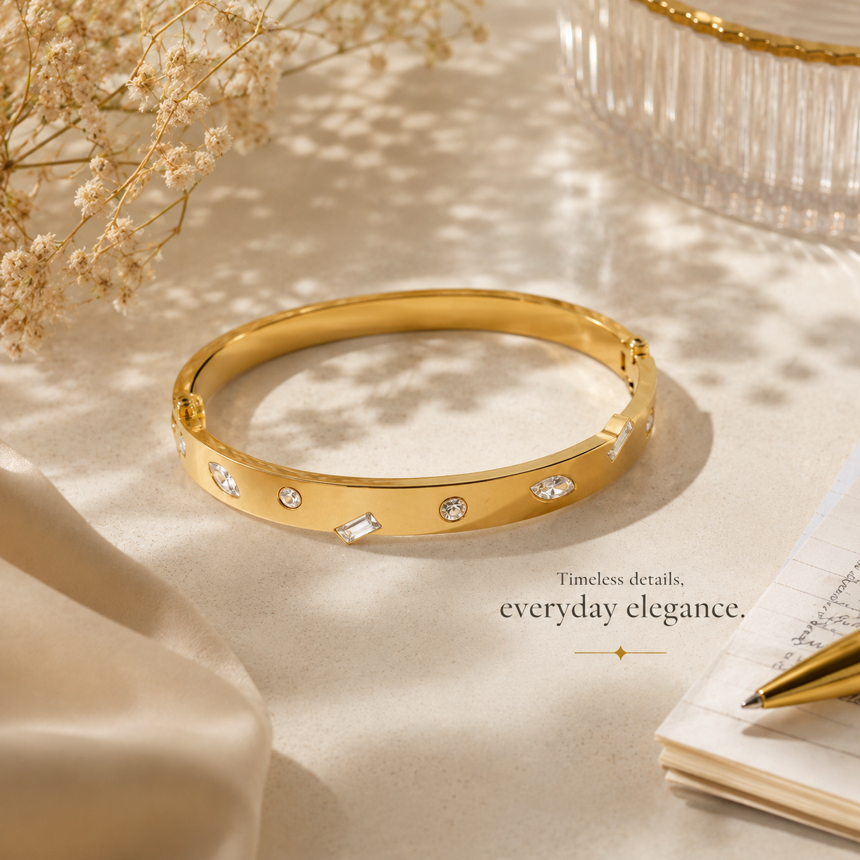 Multi-Stone Luxe Bangle Bracelet