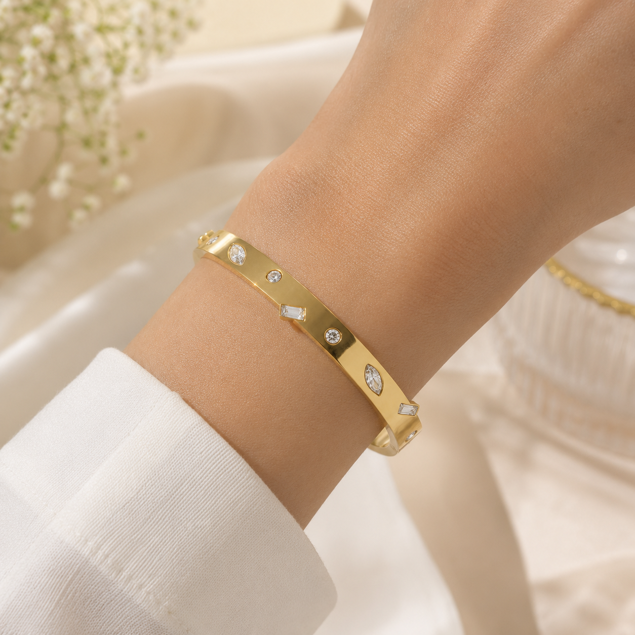 Multi-Stone Luxe Bangle Bracelet
