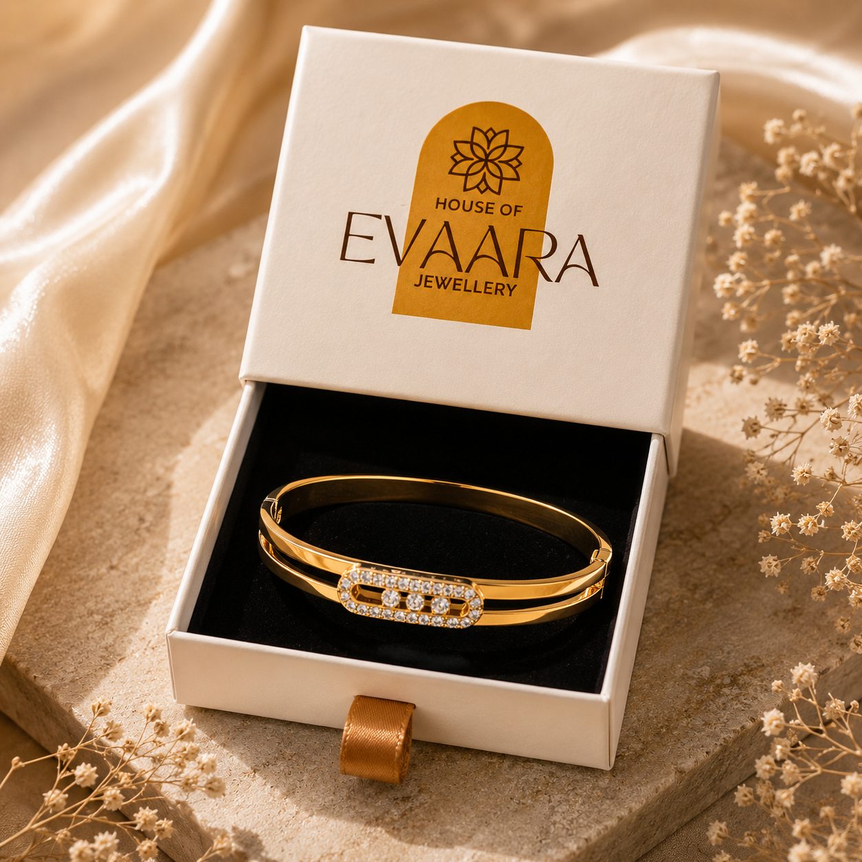 Oval Pavé Motif Bangle Bracelet