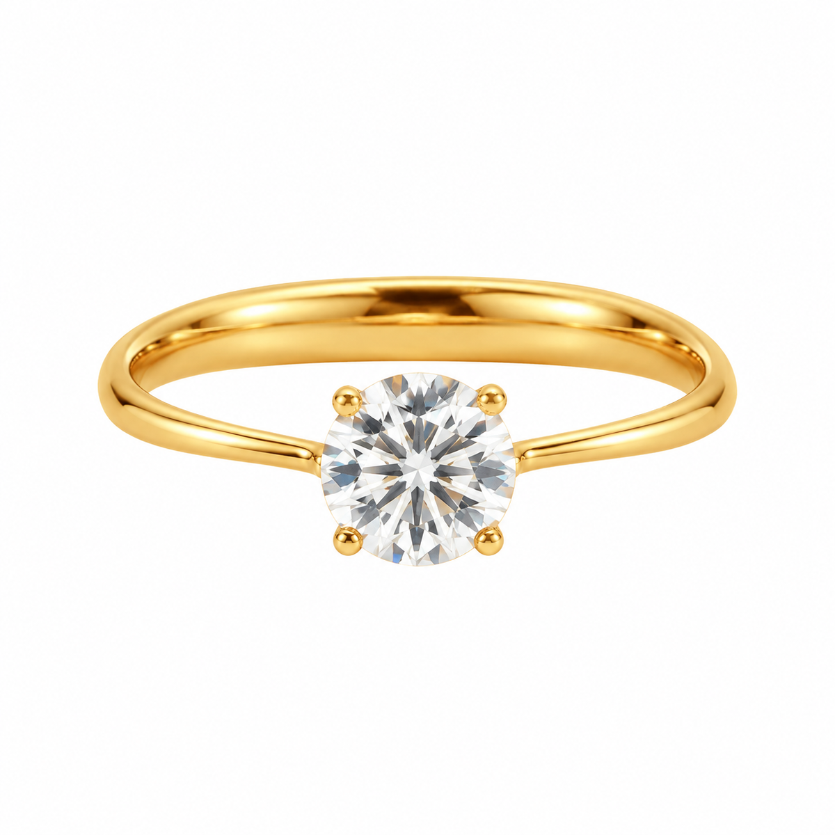 Calista Round Solitaire Ring in 18K Gold PVD plated 316L stainless steel