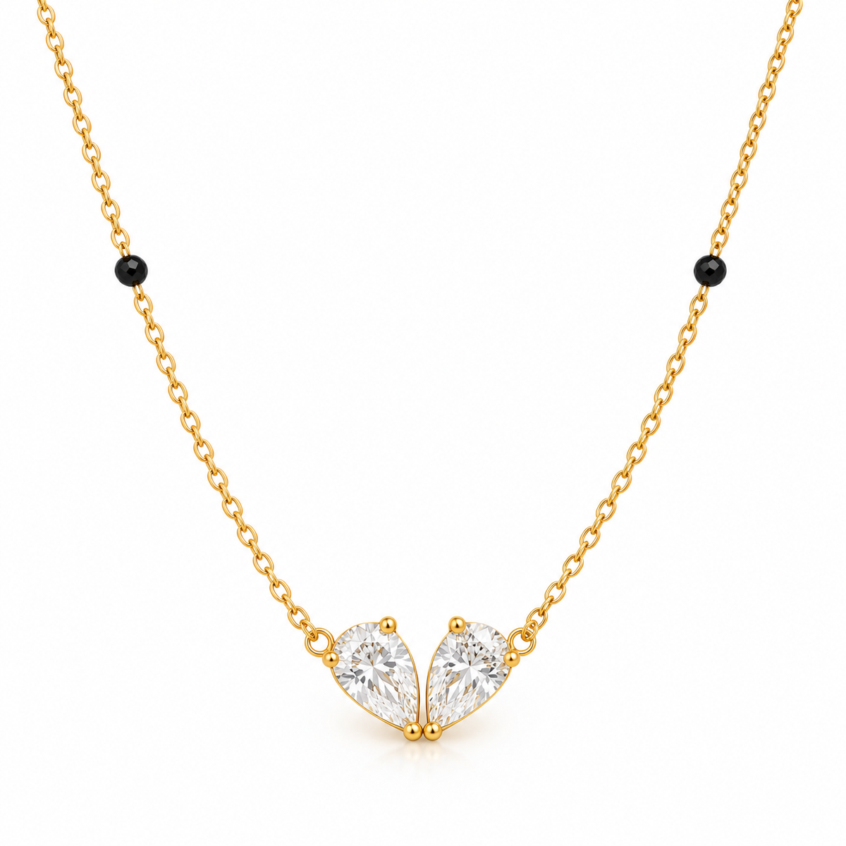 Elara Twin-Pear Crystal Modern Mangalsutra in 316L stainless steel
