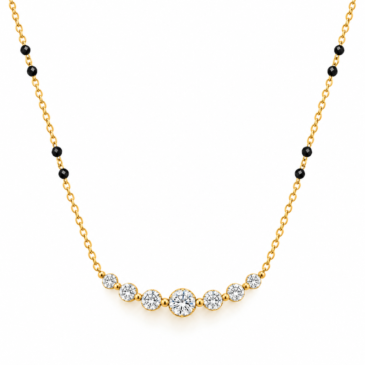 Aarika Crystal Modern Mangalsutra in 316L stainless steel with black beads