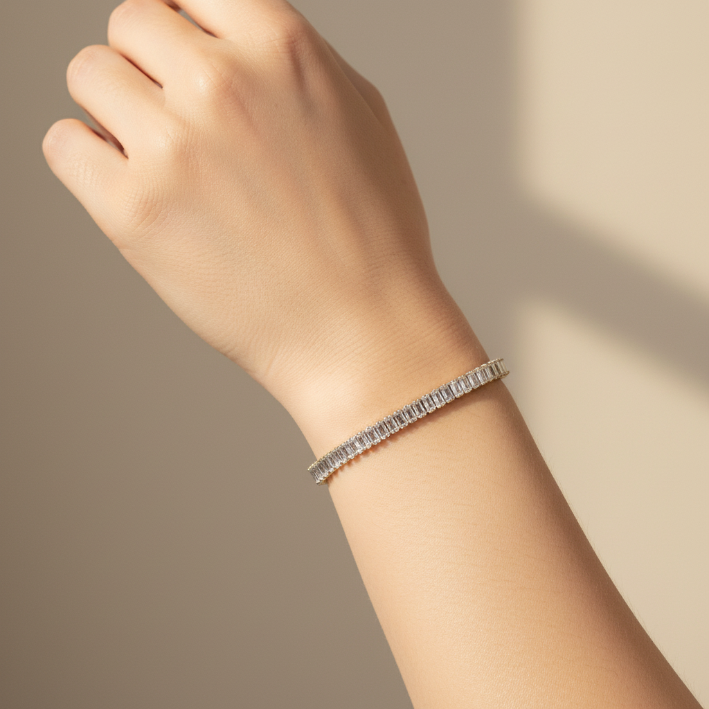 Baguette Tennis Bracelet - Wrist Shot