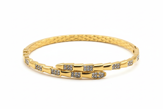 Basket-Weave Crystal Bangle – White Background