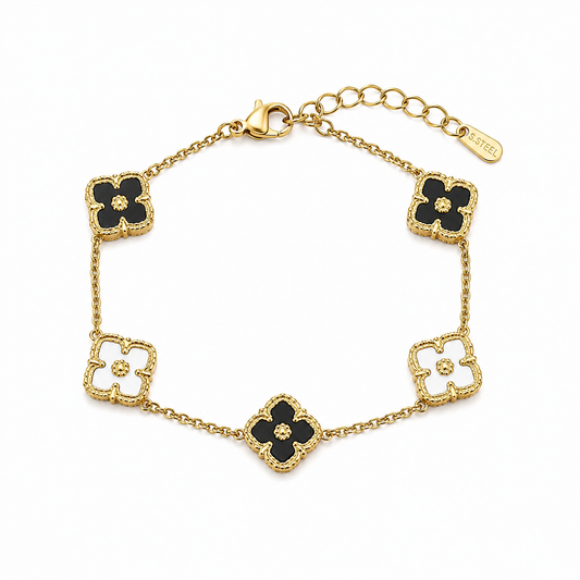 Clover Black & White Enamel Loose Bracelet