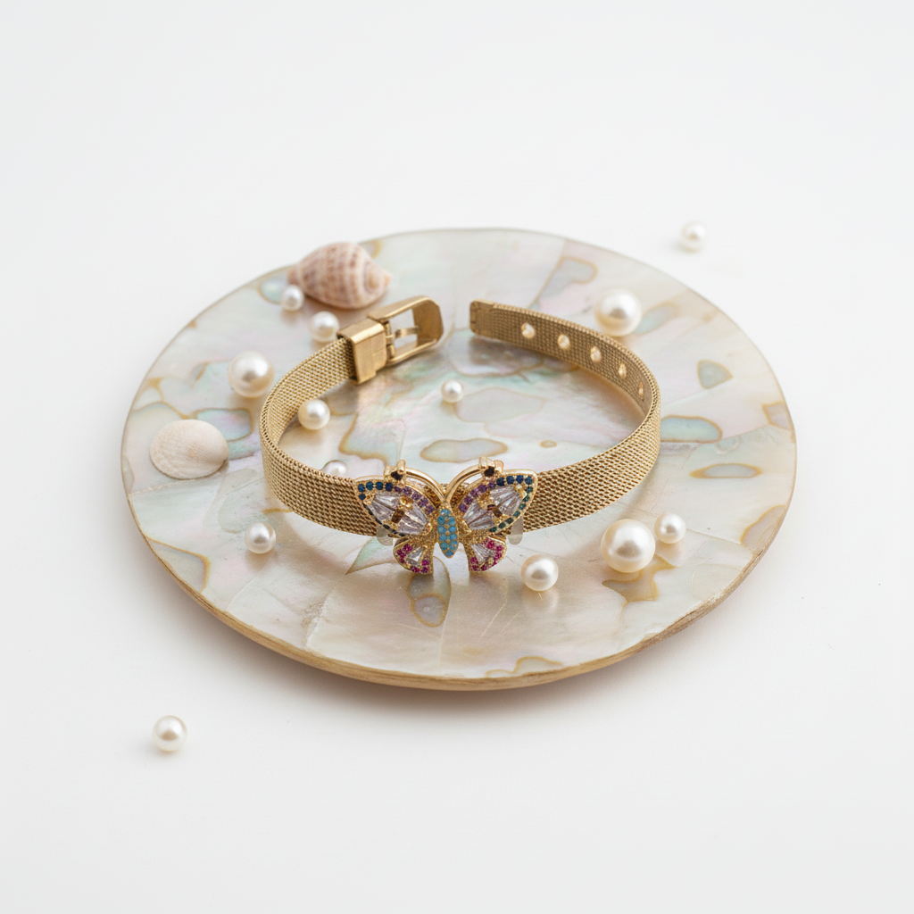 Butterfly Mesh Bracelet Flat Lay