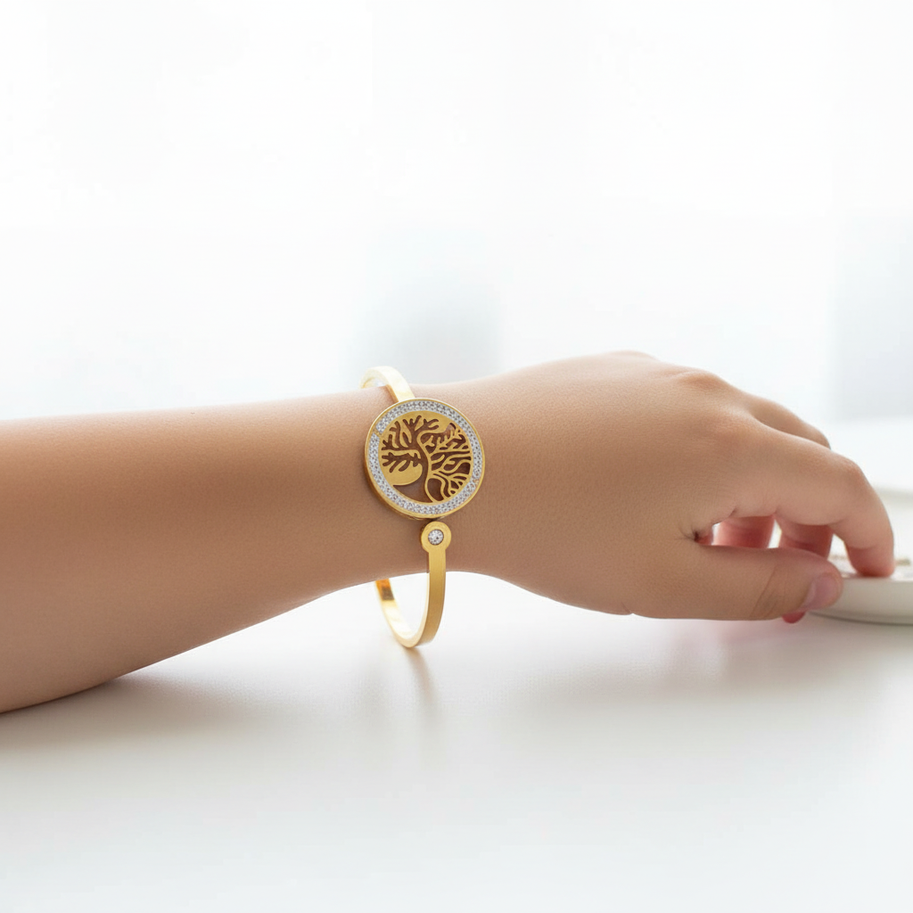 Child wearing tree of life bracelet