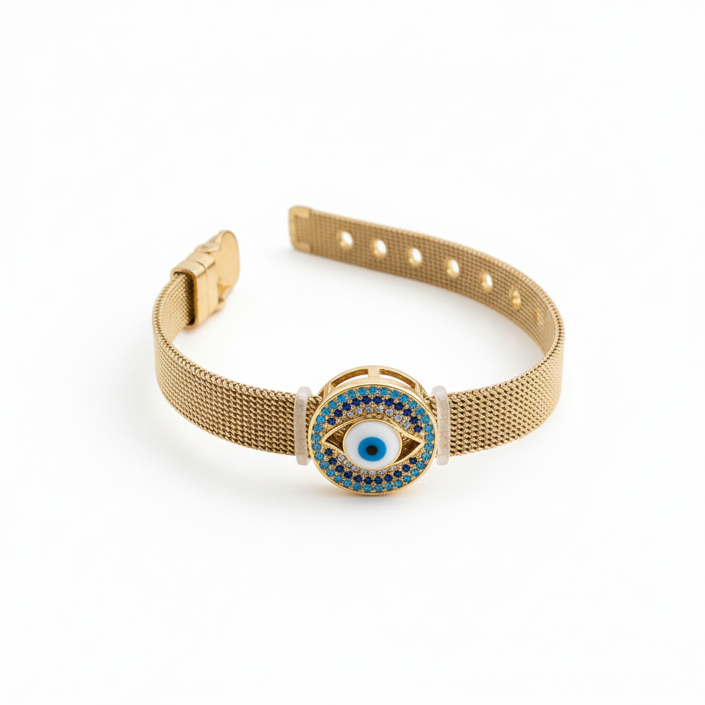 Evil Eye Watch Bracelet Angled View