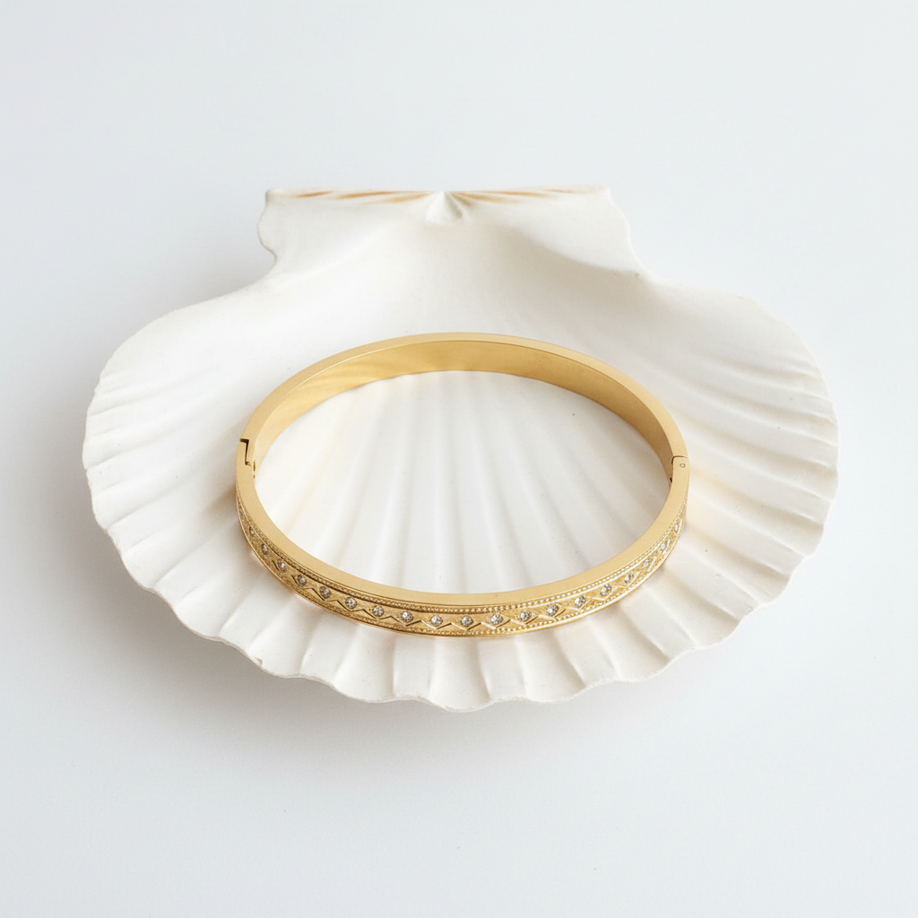 Crystal diagonal bangle bracelet flat lay gold crystal bracelet for women