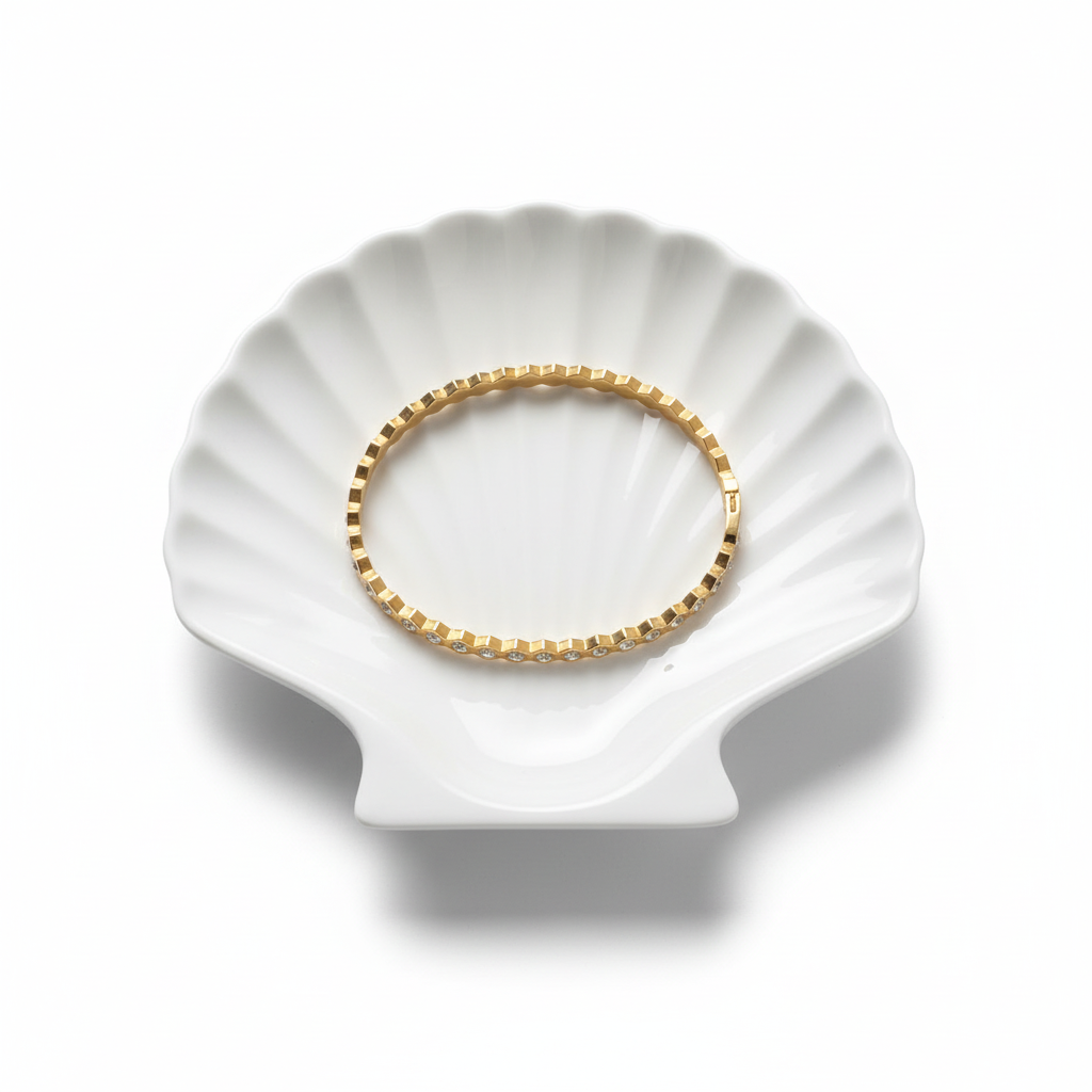 Gold Wave Bracelet - Flat Lay