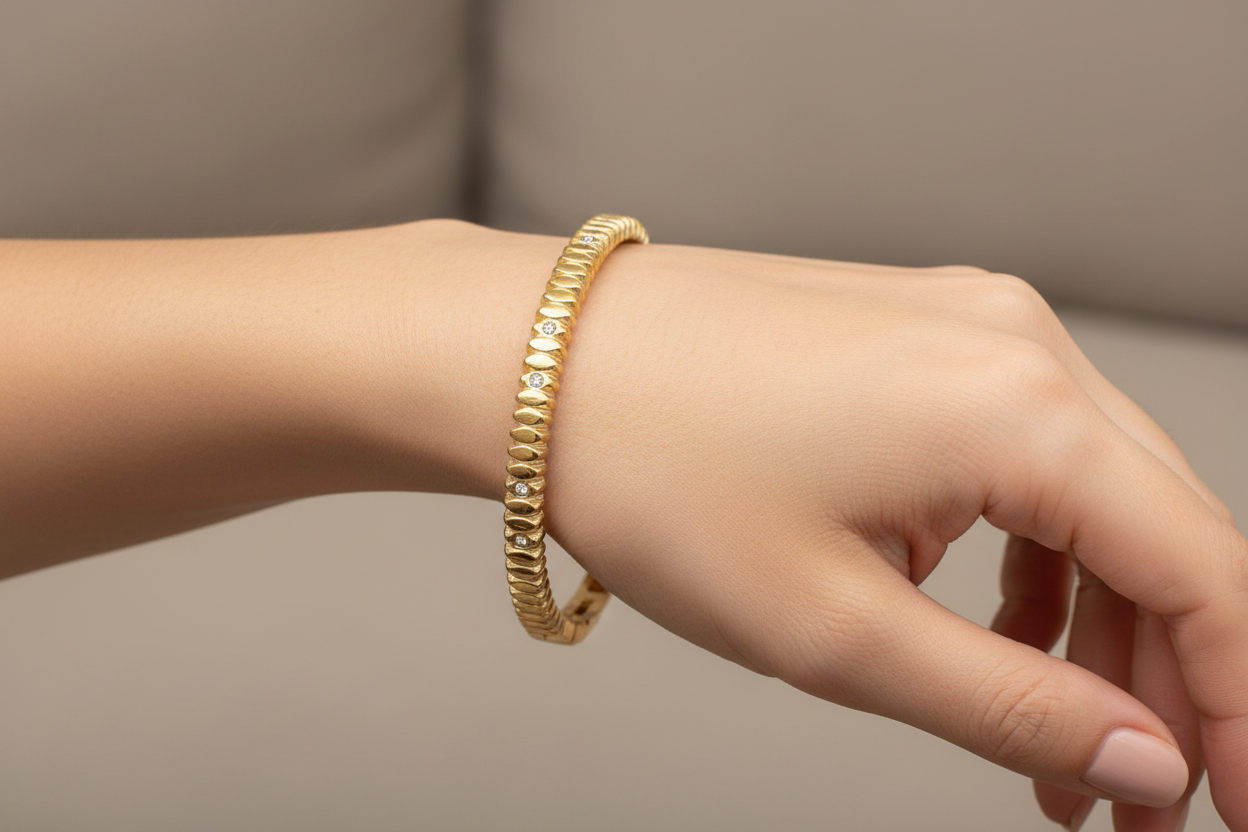 Ribbed Scale Crystal Bangle lifestyle wrist shot
