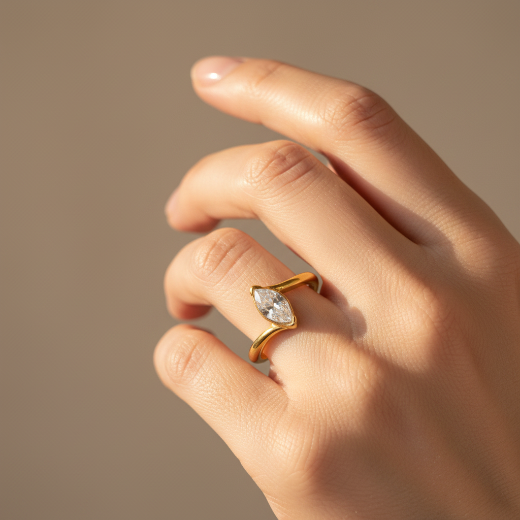 Lifestyle Worn Shot – Celeste Marquise Ring