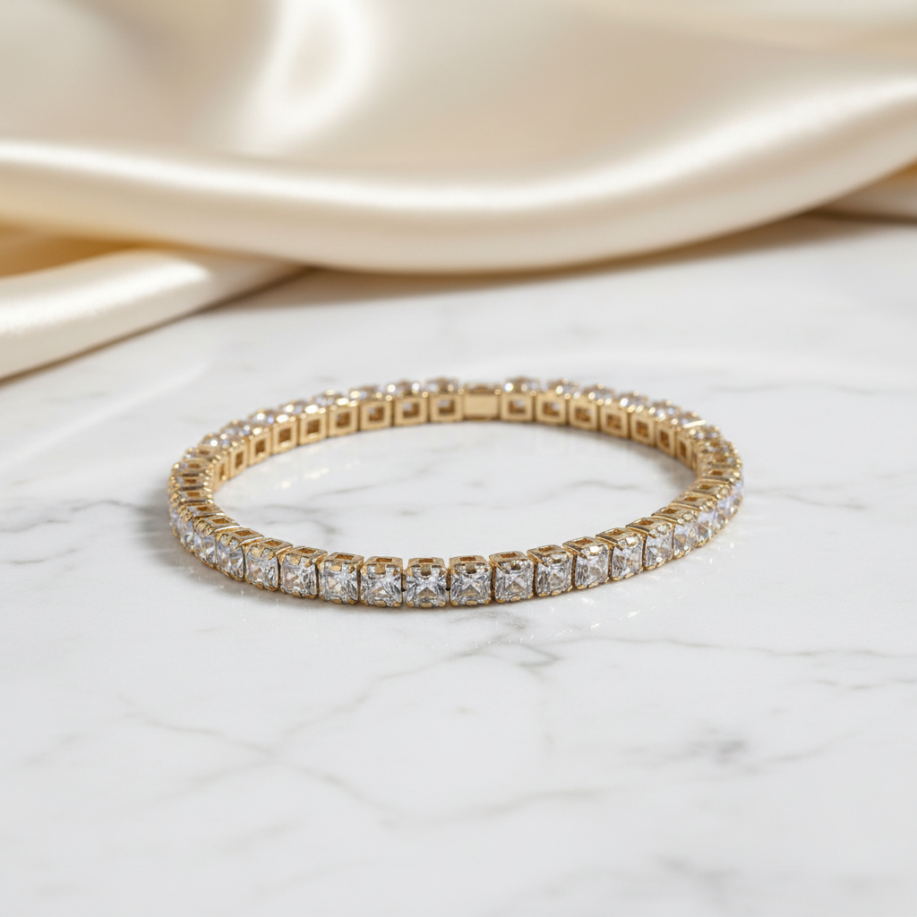 Princess-Cut Tennis Bracelet - Luxury Background