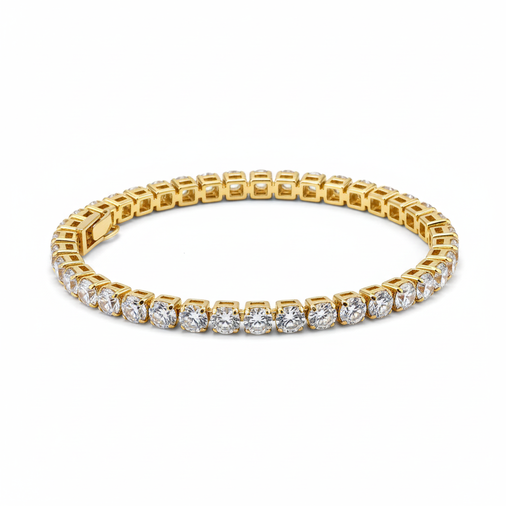 Round Crystal Tennis Bracelet - Angled View