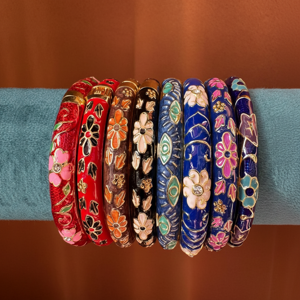 Square Crop Jewel Tone Bangles