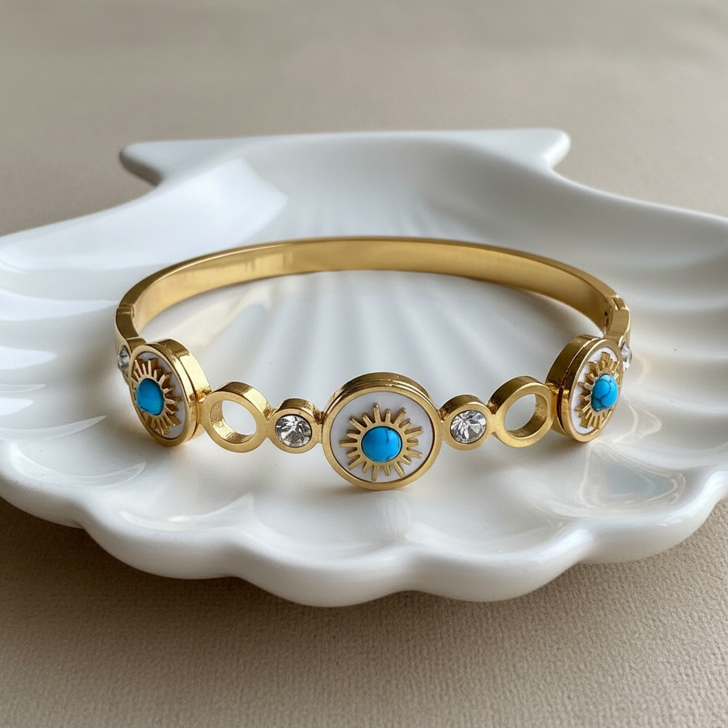 Turquoise Bangle Bracelet Shell Tray