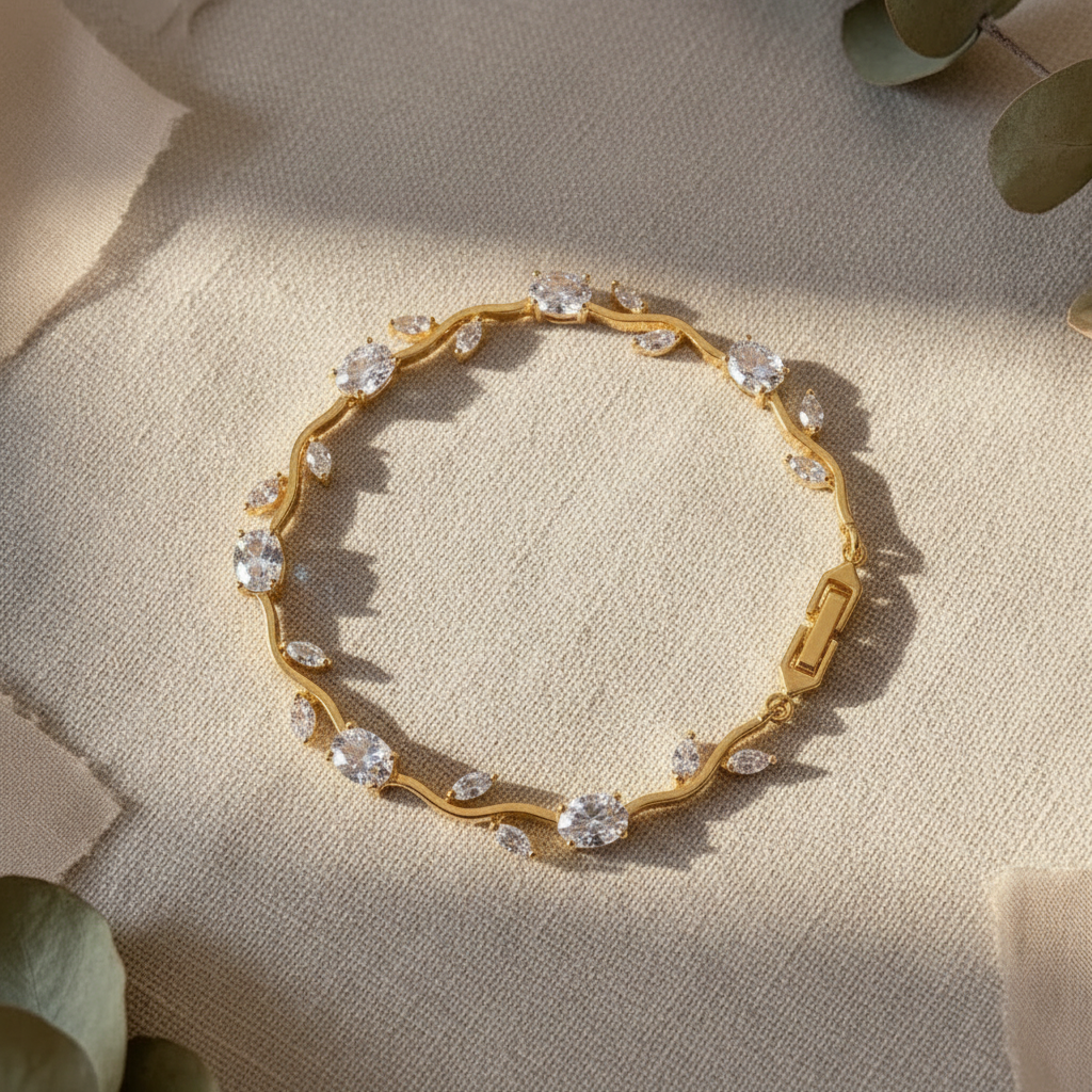 White Bracelet with Clasp - Linen Style