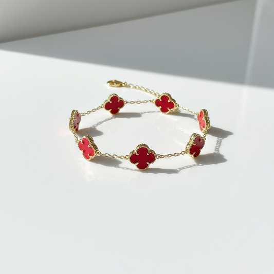 Women's Red Clover Bracelet Angled View