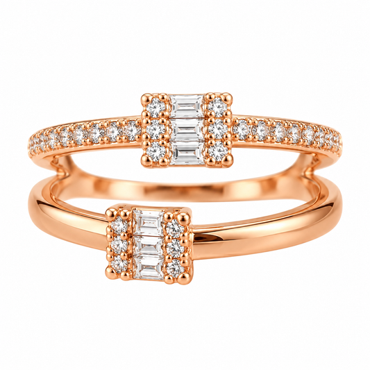 Zaria rose gold-tone baguette crystal open ring with clear crystal detailing