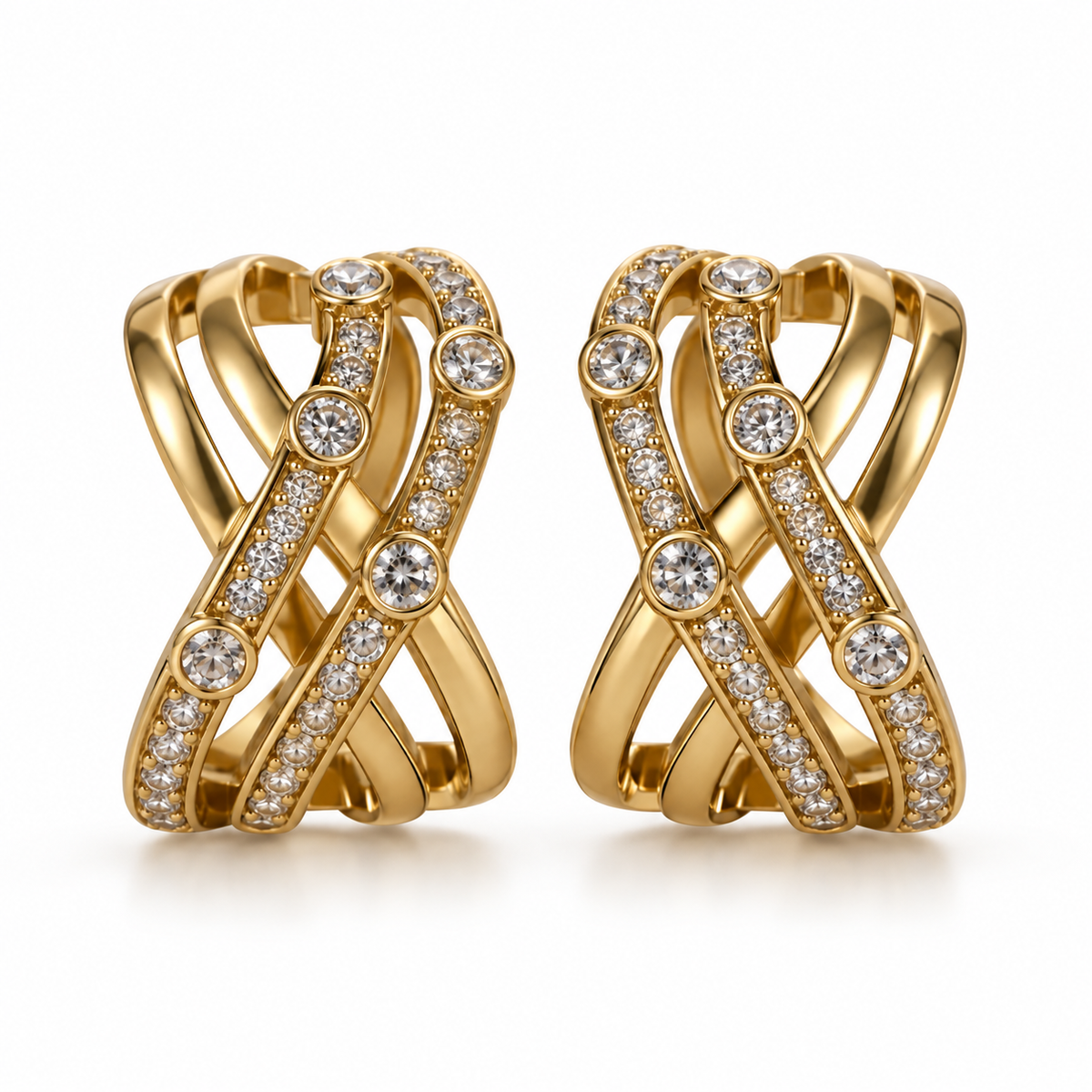 Zivara Crystal Crossover Earrings with sparkling crystal details
